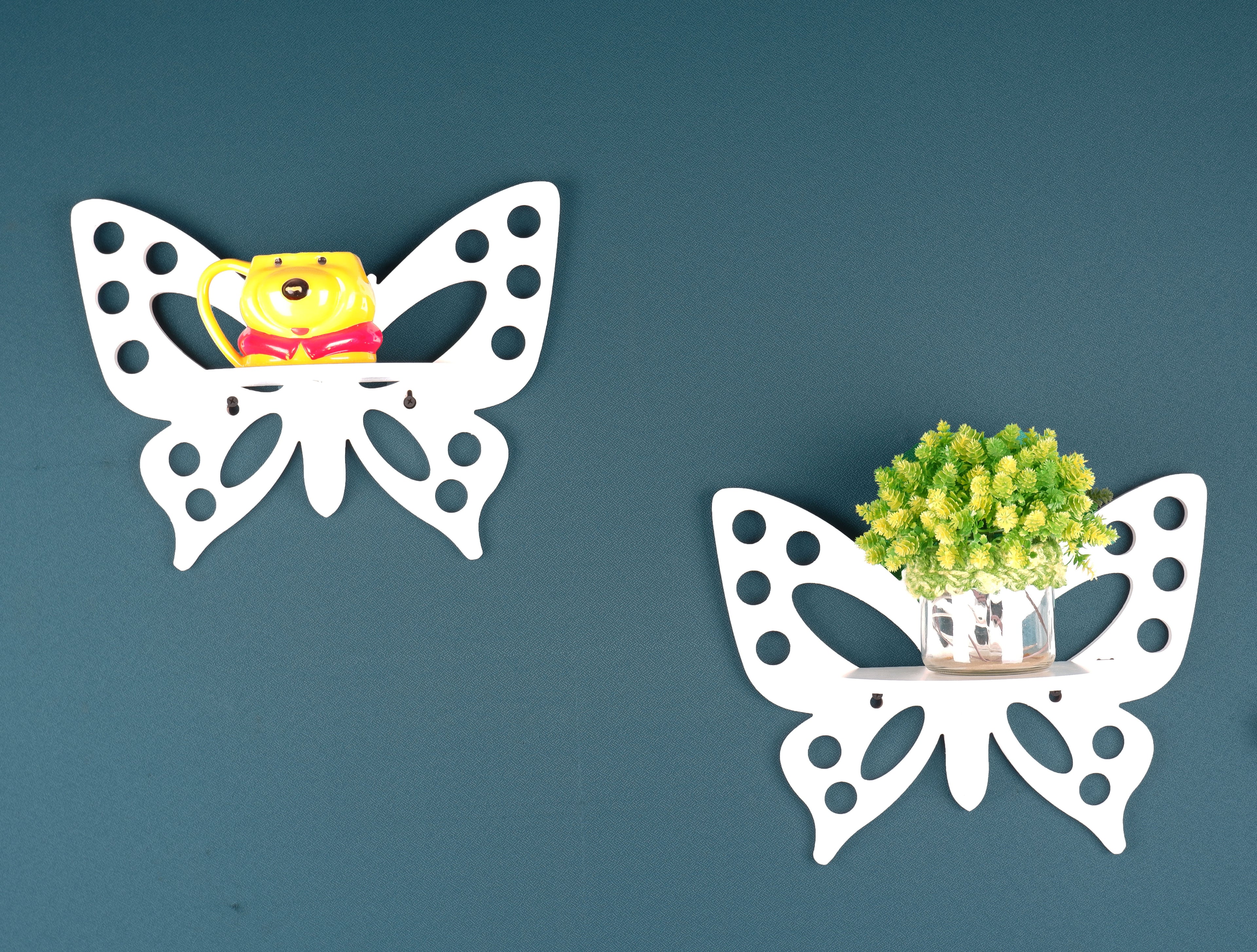 Butterfly Wall Shelf Set of Two - White Finish - additional angle 4