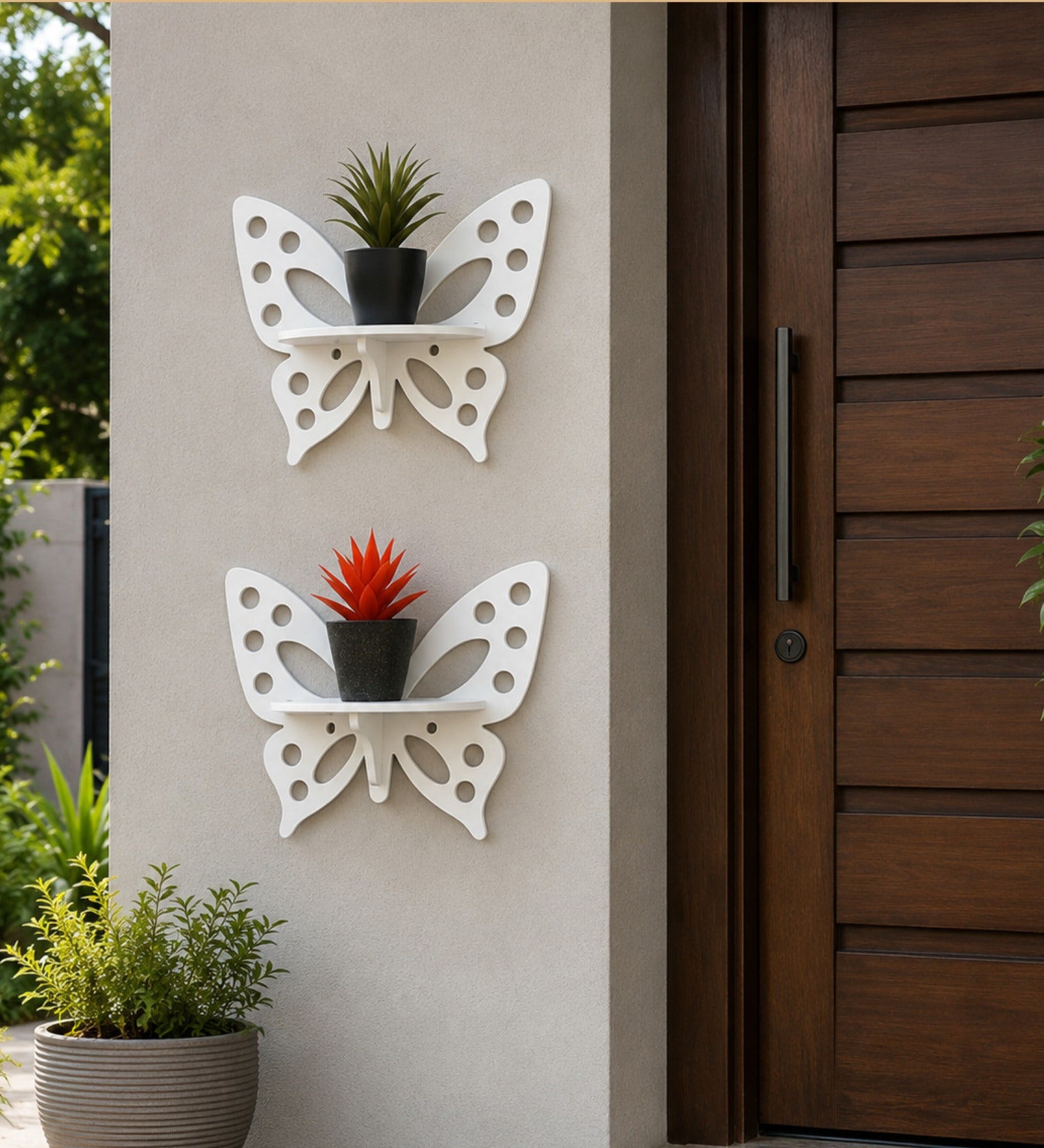 Butterfly Wall Shelf Set of Two - White Finish