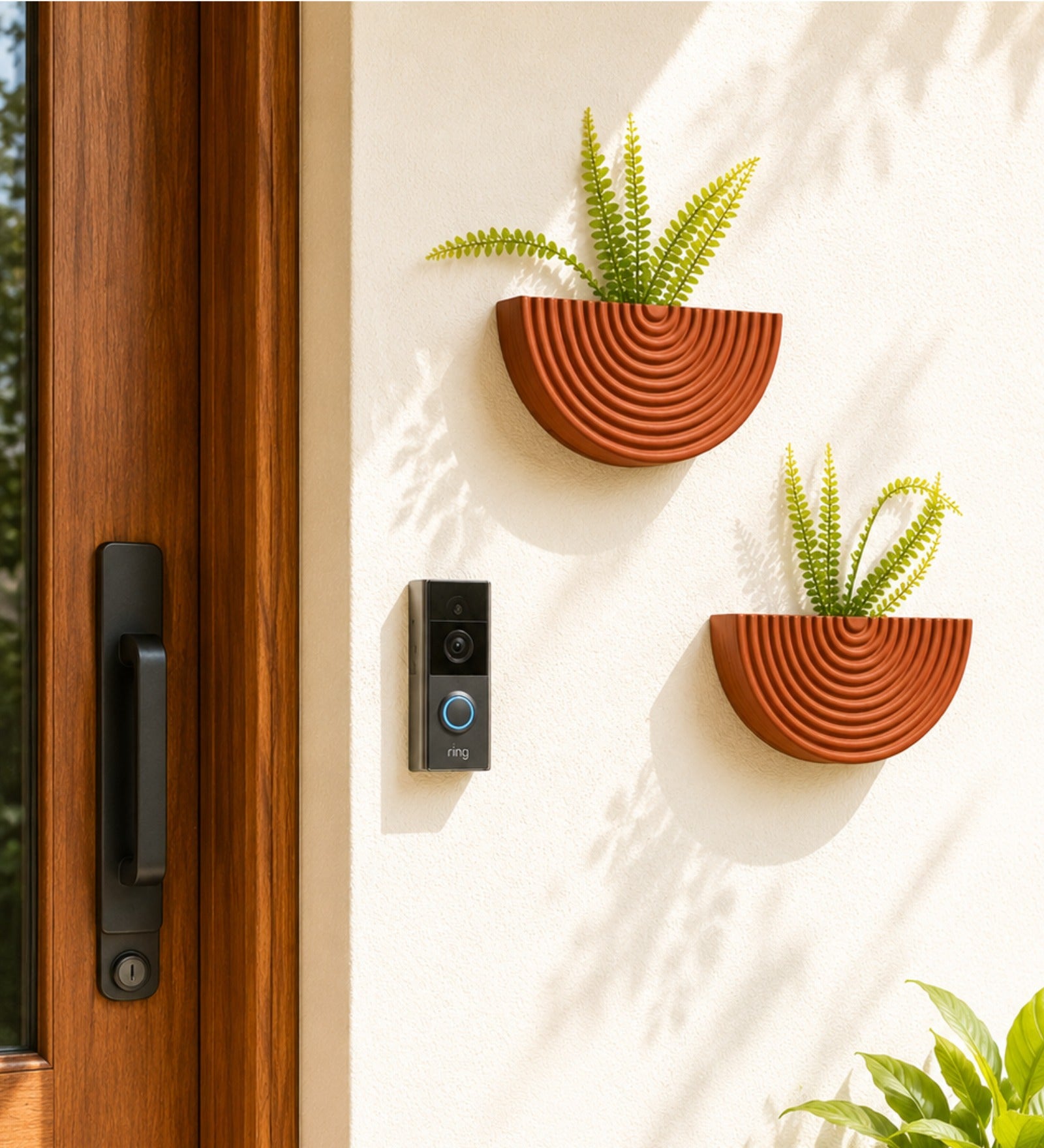 Set of Two Wooden Planters - Walnut Finish